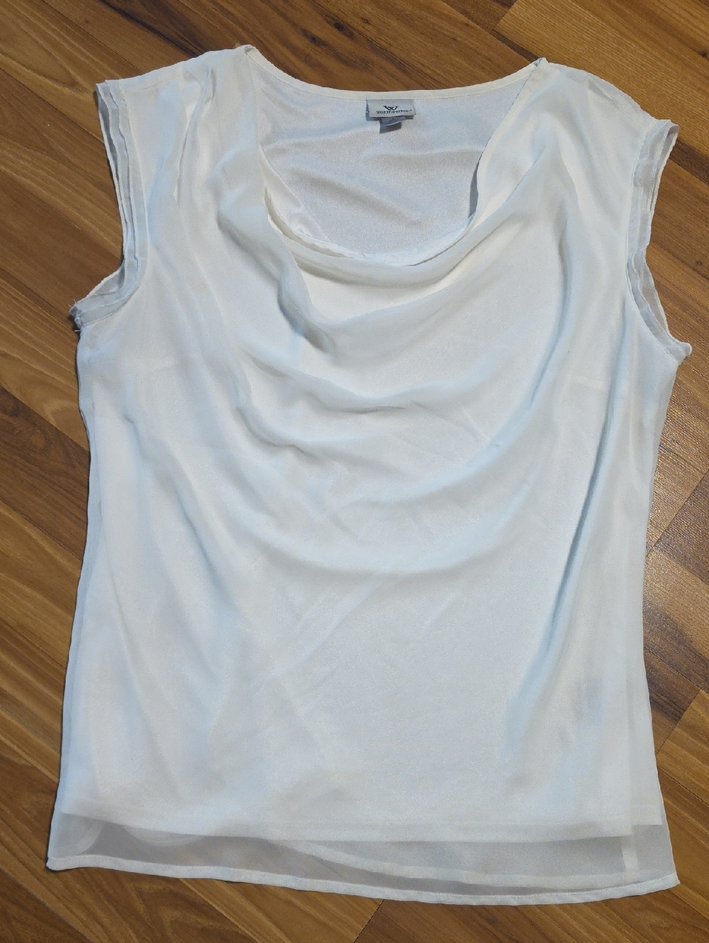 White Draped Neck Sleeveless Top